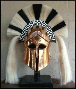 Medieval Copper Corinthian Wearable Halloween Day Costume Armour Greek Helmet - Foto 1 di 3
