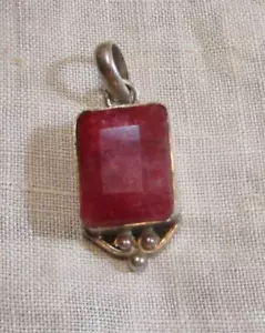 925 Silver (Sterling) Pendant Faceted Red Stone Retro - Bild 1 von 12