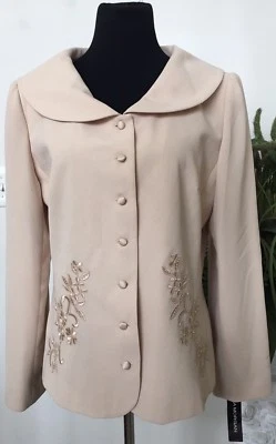 NWT Donna Morgan Women’s Beige Embroidery 100% Polyester Blazer Jacket Size 14 - Image 1 of 4