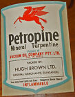 Mobil Oil PEGASUS "Petropine" Terpentine Label VINTAGE 1950's Decal NOT REPRO