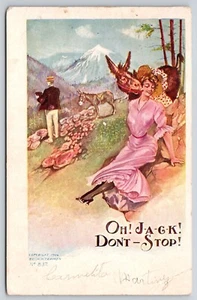 Postal Oh Jack Don't Stop Mule Licks cuello de mujer cómic humor H H Tammen 1907 - Imagen 1 de 2