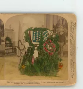 General Lawton's Remains Paco Cemetery Chapel Underwood Stereoview - Picture 1 of 3