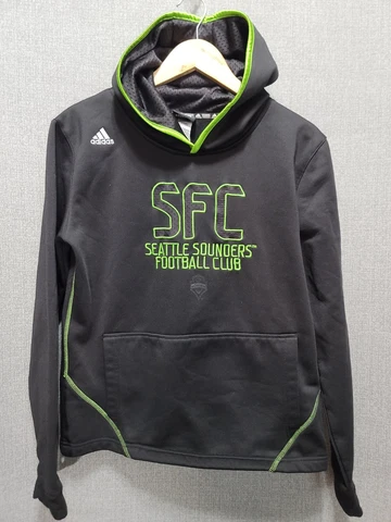 Adidas MLS Seattle Sounders Black Green Soccer Hoodie Youth Large 14/16 C27 Cover