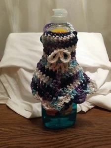 Delantal de jabón de algodón crochetado a mano púrpura blanco azul - Imagen 1 de 4