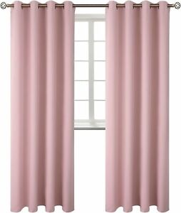 Curtains Baby Pink Blackout Thermal 8 Pole Eyelets W55 in x L96 in One Pr Panel
