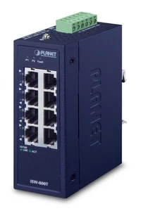 PLANET ISW-800T 8-Port Industrial Ethernet Switch IP30 -40~75°C UL Cert - Picture 1 of 3