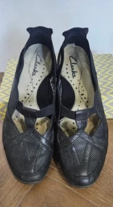 Clarks Shoes Women Size 7.5 Ahead Casual Comfort Mary Jane Black Leather - Picture 1 of 6