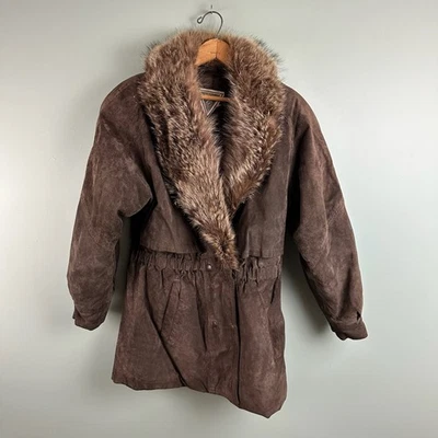 Abrigo J. Percy Para Marvin Richards Piel Chal Cuello Gamuza Imitación Cuero Marrón Pequeño Foto 1 de 4