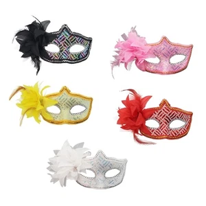 Sparkling Rhinestones Side Flower Mask Comfortable For Event - Picture 1 of 13