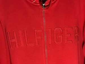 Tommy Hilfiger Men’s Red Full Zip Hoodie Size XL W/ Pockets - Picture 1 of 12