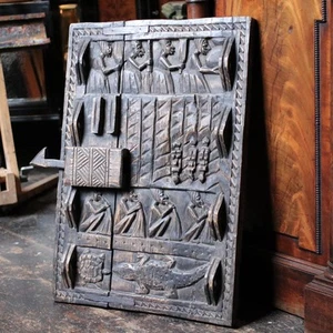 Carved Dogon Door | Vintage African Granary Panel with Lock | Mali Tribal Art - Picture 1 of 9