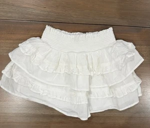 Love Shack Fancy Ruffled Billie Elastic Waist Skirt White 3/4 - Picture 1 of 7