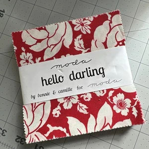 HELLO DARLING Charm Pack By Bonnie & Camille for MODA Fabric. Out Of Print 5” Sq - Picture 1 of 13