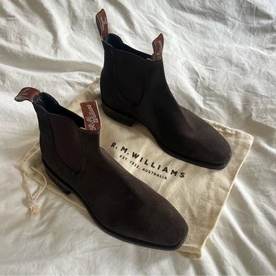 R.M. Williams NUEVAS Botas Artesanas Marrón Gamuza Talla 8.5 Tobillo Cuero Chelsea Foto 1 de 4