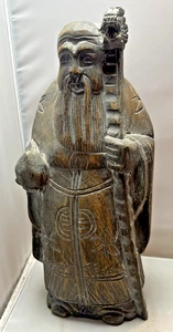 Figura de madera tallada a mano de colección Shou Lao Dios de la longevidad inmortal chino - Imagen 1 de 5
