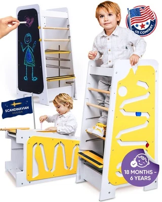 4in1 Toddler Standing Tower 3 Level Adjustable Height [Multifunctional] with ... Foto 1 de 4