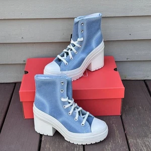 CONVERSE Mujer Talla 7 Chuck 70 De Luxe Tacón Alto Envejecido Azul Marino Denim A12042C - Imagen 1 de 10