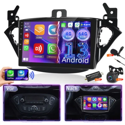 4+64GB Autoradio Für Opel Corsa E 2015-2019 Adam 2013-2016 Kamera DAB+ Carplay - Bild 1 von 4