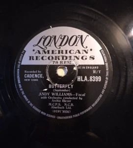 ANDY WILLIAMS Butterfly / It Doesn't Take Very Long UK London 78 record pop 1957 - Picture 1 of 2