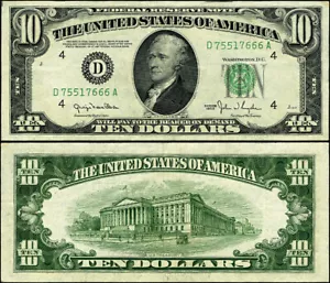 FR. 2010 D $10 1950 Federal Reserve Note Cleveland D-A Block XF Narrow - Picture 1 of 3