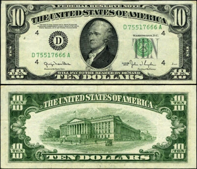 FR. 2010 D $10 1950 Federal Reserve Note Cleveland D-A Block XF Narrow - Image 1 of 3