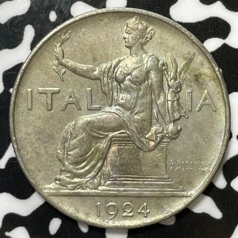 1924 Italy 1 Lira Lot#M5012 Cover