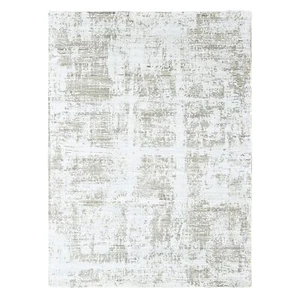 8'x10' White Modern Design Hand Loomed Wool and Bamboo Silk Oriental Rug R10281 - Picture 1 of 11