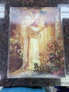 Jesus Christ knocking at the door Vintage 3-D Spiritual picture 11 1/2 X 15 1/4 - Picture 1 of 2