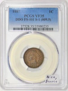 1887 Indian Cent PCGS VF-35; Doubled Die Obverse FS-101, S-1; Nice, Scarce! - Picture 1 of 5