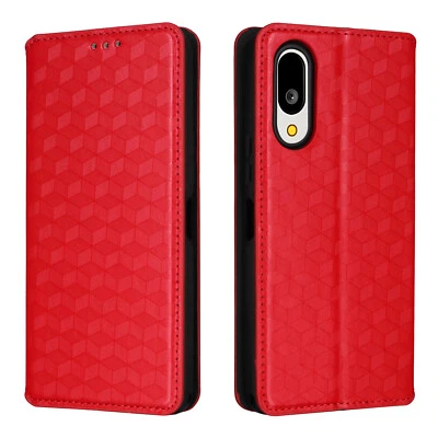 For Sharp Aquos Basio Active 3 Fashion Grid Wallet Flip Leather Stand Cover Case - Image 1 of 4