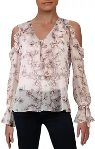 NEU BCBGMAXAZRIA LAURENNE TRANSPARENTES COLD SHOULDER TOP WDD1Z759/S704A GRÖSSE L - Bild 1 von 6