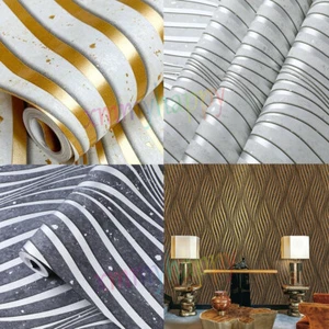 3D Damask Silver Gold Wave Wallpaper Glitter Metallic Grey Livingroom.Wall Cover - Picture 1 of 304