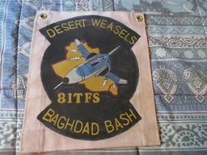 DESERT STORM USAF WILD WEASEL 81 ST TFS BAGHDAD BASH READY ROOM FLAG - Picture 1 of 3