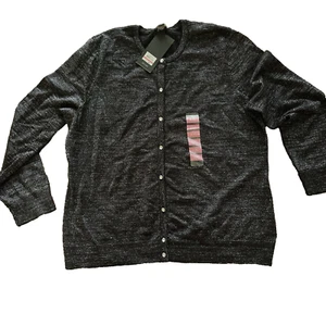 NEW Jones New York Black Linen Sparkle Cardigan Rhinestone Buttons XXL NWT - Picture 1 of 6