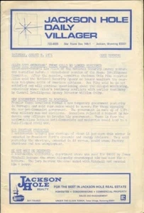JACKSON HOLE WYOMING DAILY VILLAGER NEWSPAPER 1975 NEWS EVENTS ADS MAP++ WY - Bild 1 von 3