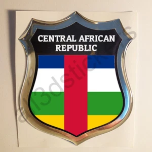 Sticker Central African Republic Emblem 3D Resin Domed Gel Flag Vinyl Decal Car  - Foto 1 di 1