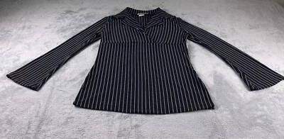 Maria Gabrielle New York Womens Top Black White Striped Long Sleeve Medium A2 - Изображение 1 из 4