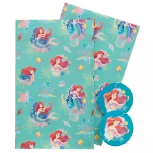Disney Princess Ariel gift wrapping paper x2 sheets & matching gift tags x2 - Picture 1 of 1