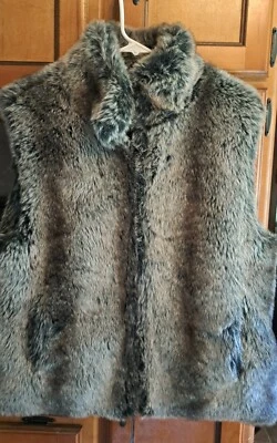 Vtg Faux Fur Vest By Blass SPORT  Pockets Zip Front LUXURY GLAM Winter Medium  - Image 1 of 4