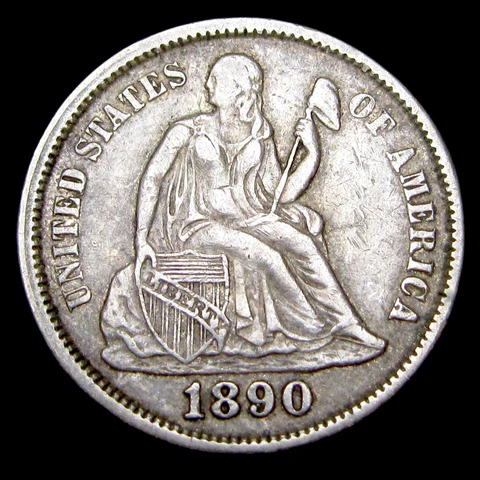 1890 Seated Liberty Dime Silver ---- Stunning Type Coin  ---- #AB326 Cover
