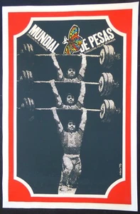 Póster original de serigrafía cubana para película cubana sobre evento de levantamiento de pesas de la URSS - Imagen 1 de 6