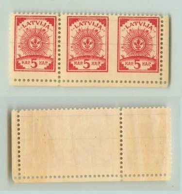 Latvia 1919 SC 6 MNH missing perforation strip of 3 . f2871 - Image 1 of 2