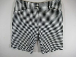 Nike Golf Bermuda Shorts Women 4 White/Black Houndstooth Fit Dry - Picture 1 of 5