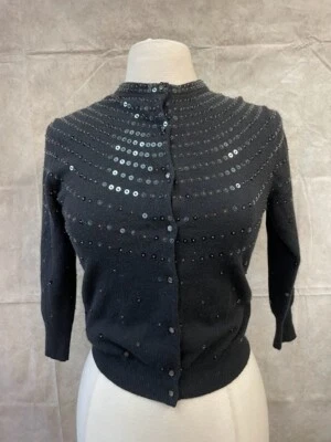 Осень кашемир женщин черный блестками свитер с пуговицами размер M - Изображение 1 из 4