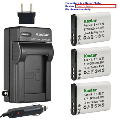 Cargador de viaje de CA con batería Kastar para Nikon EN-EL23 MH-67P y Nikon Coolpix P600 Foto 1 de 4