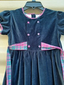  Ester Vintage Strasburg Navy Blue Velvet Dress Size 10y girls dress  - Picture 1 of 7