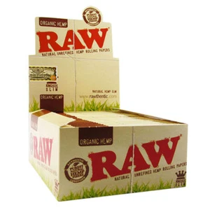 RAW ORGANIC Hemp Natural Unrefined King Size Slim Rolling Paper 1 - 50 Booklets - Picture 1 of 2