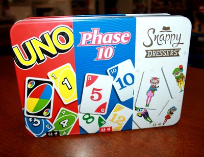 UNO - Phase 10 - Snappy Dressers Collection in Tin 3 in 1 Cards - Mattel 2016 - Image 1 of 4
