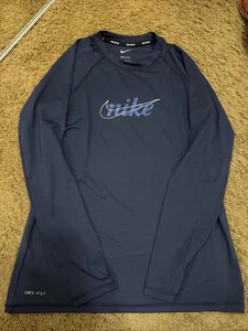 Nike Women's Long Sleeve Swim Shirt Blue NESSB430-001 Quick Dry Larhe - Picture 1 of 7