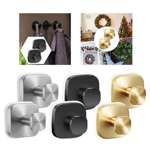 2Pcs Suction Cup Hooks for Wreath Stainless Steel Hooks No Drill Wreath Hangers - Picture 1 of 16